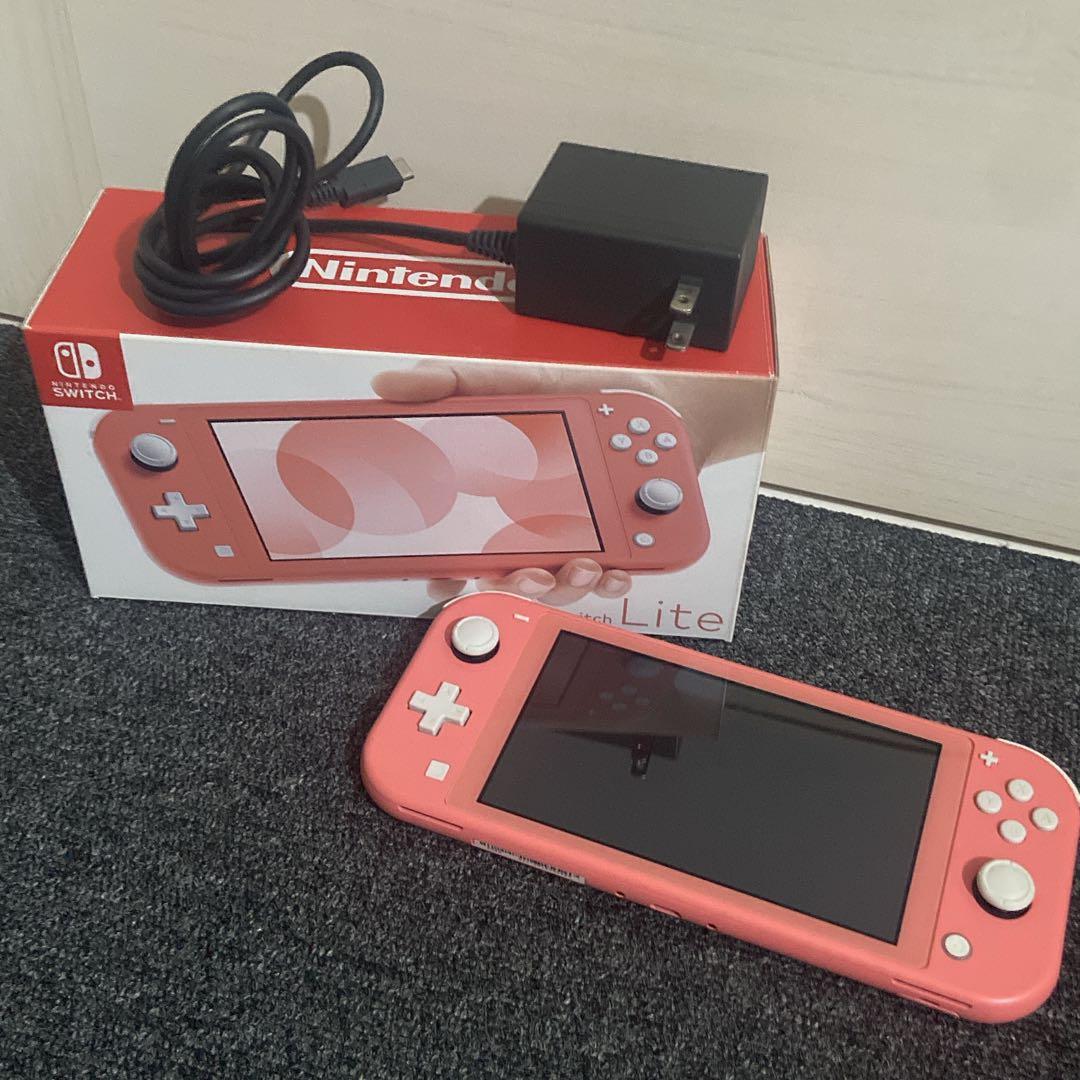 Nintendo Switch Lite 本体 箱付き 充電器 コーラル ピンク