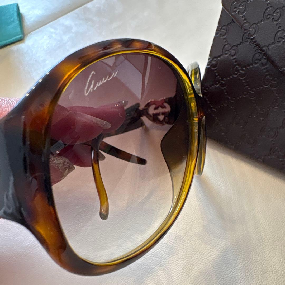 GUCCI ブラウングラデーション サングラス　GGマーク　ラブリーハート