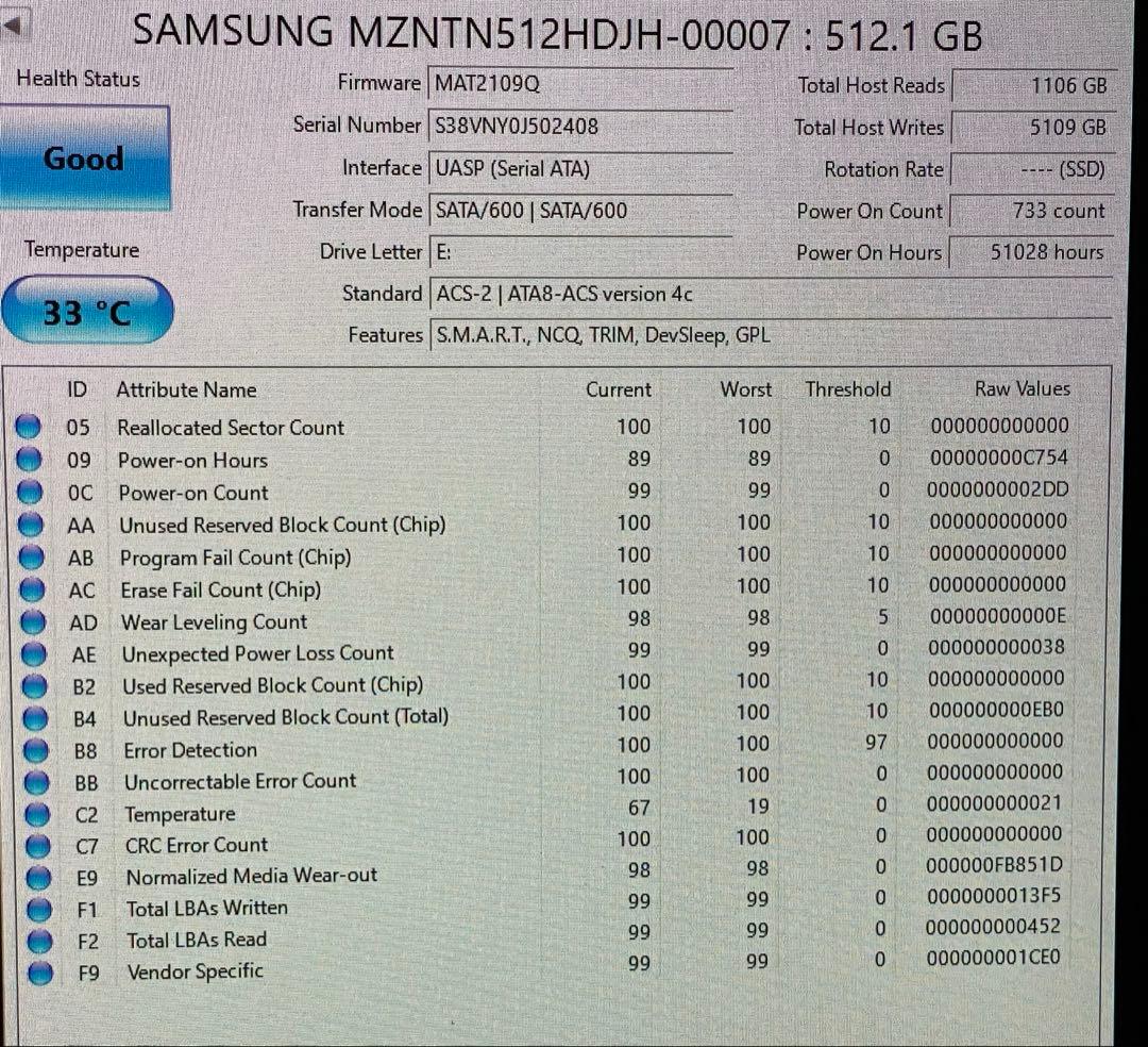 内蔵型SSD Samsung 512GB M.2 SATA SSD