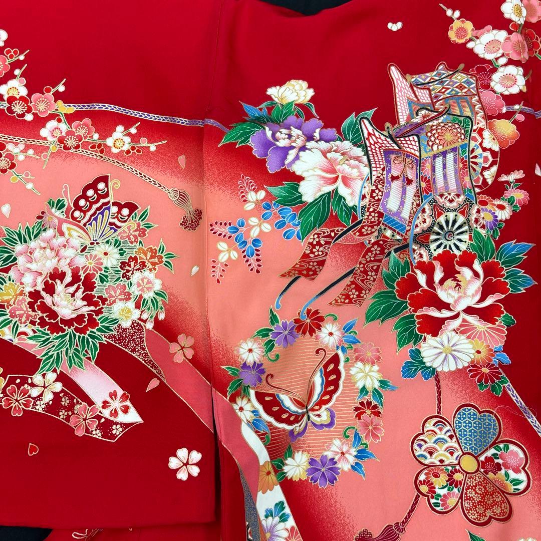 新品☆正絹産着（お祝着）特選生地☆京友禅工芸染古典四季花祝い御所花車熨斗に鴛鴦文