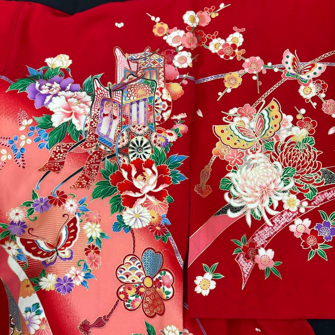 新品☆正絹産着（お祝着）特選生地☆京友禅工芸染古典四季花祝い御所花車熨斗に鴛鴦文