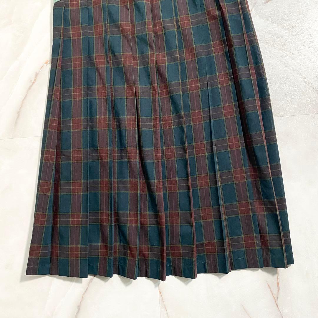 A17478 美品 ファセッタズム チェックラップスカート 緑×赤系 5