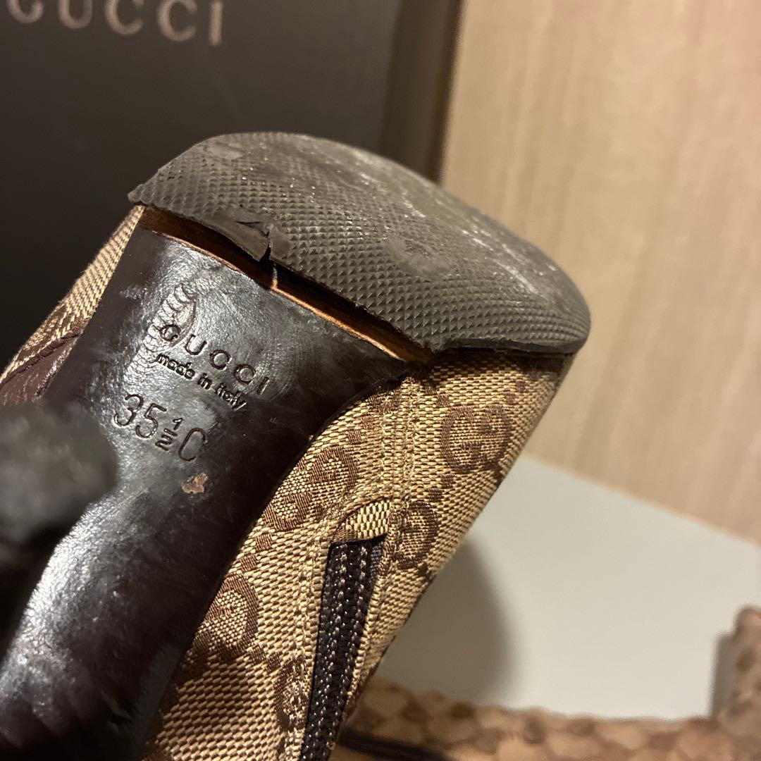 GUCCI GGパターン ロングブーツ ベージュ/ブラウン
