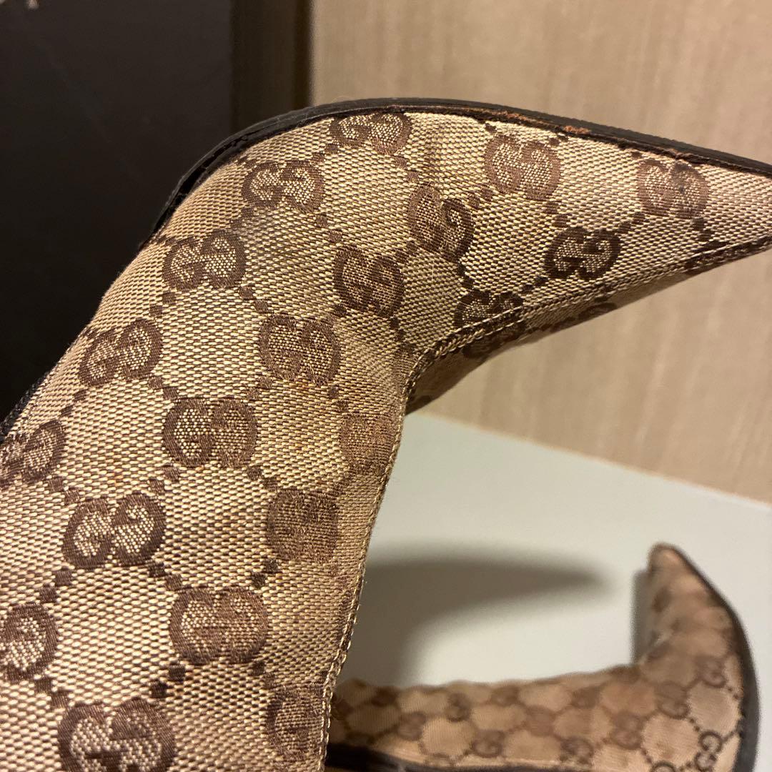 GUCCI GGパターン ロングブーツ ベージュ/ブラウン