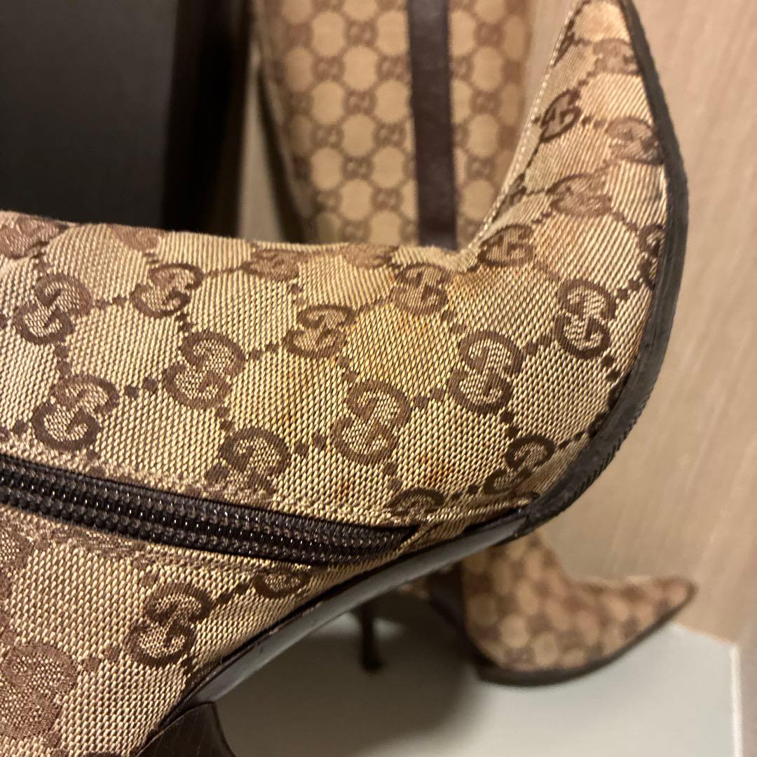 GUCCI GGパターン ロングブーツ ベージュ/ブラウン