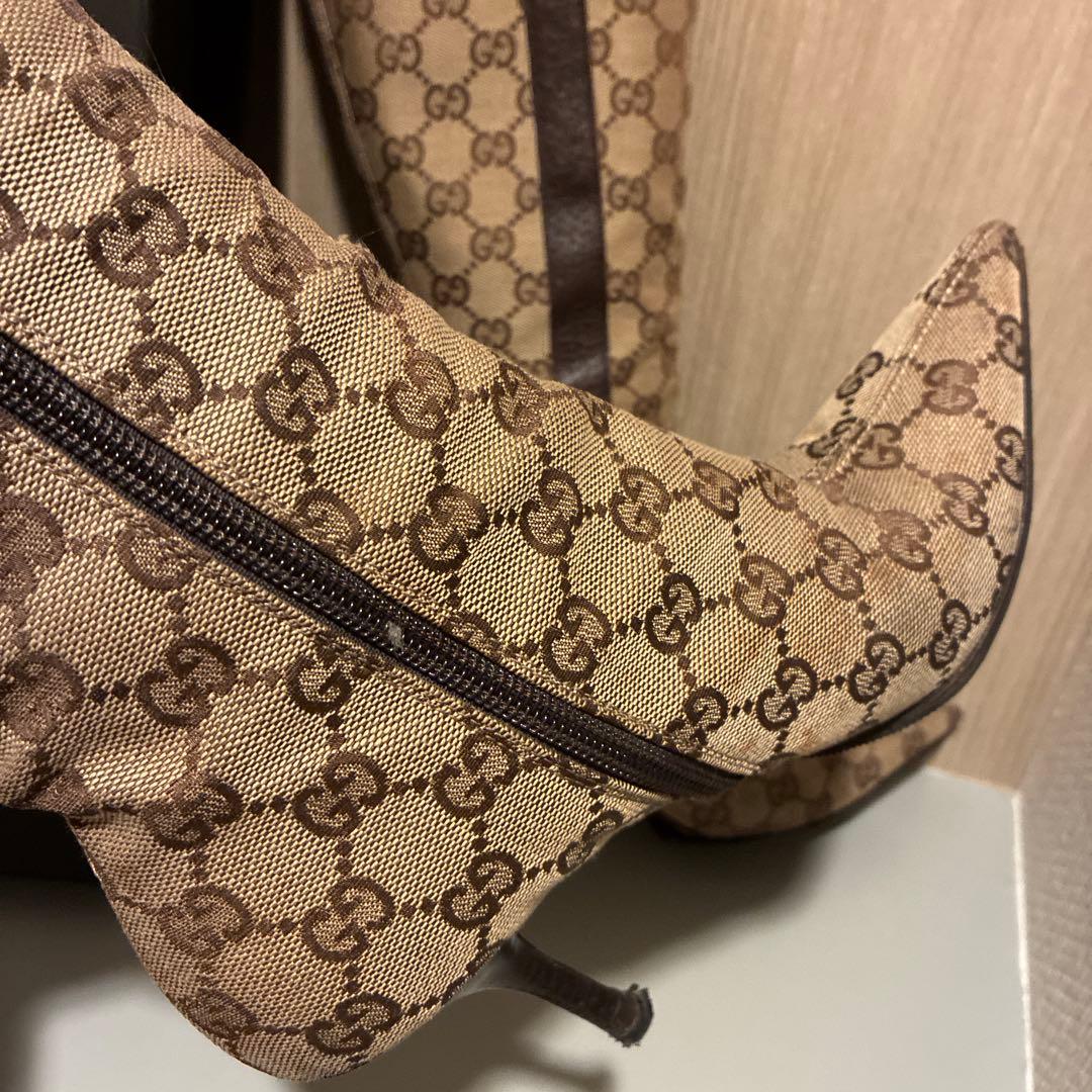 GUCCI GGパターン ロングブーツ ベージュ/ブラウン