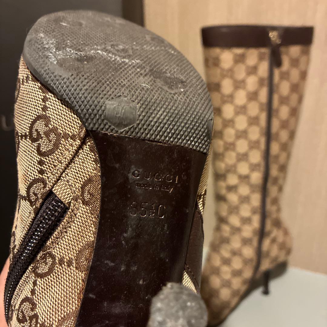 GUCCI GGパターン ロングブーツ ベージュ/ブラウン