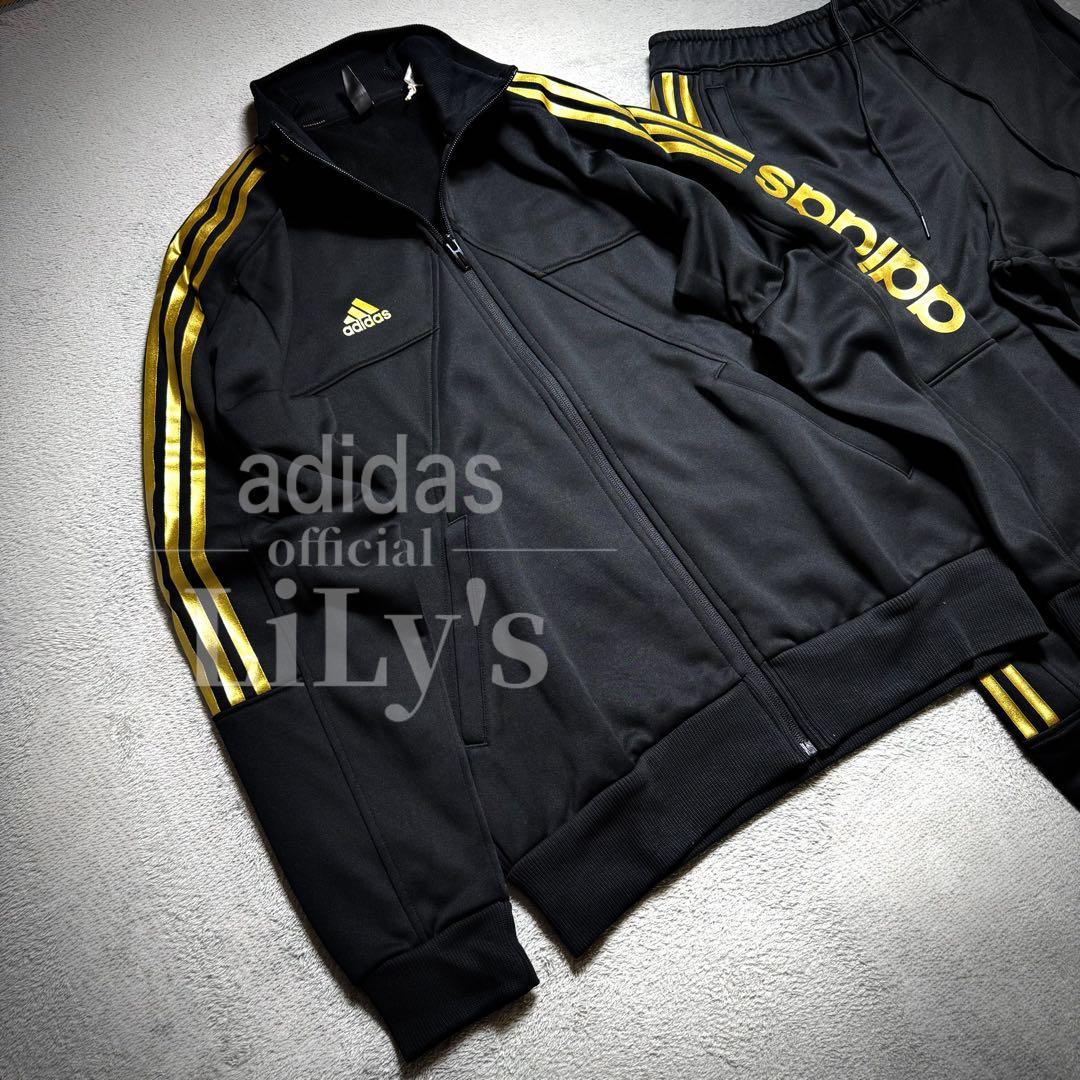 【ＸＬサイズ】新品adidas上下セットアップ　黒金　定価17,600円　裏起毛