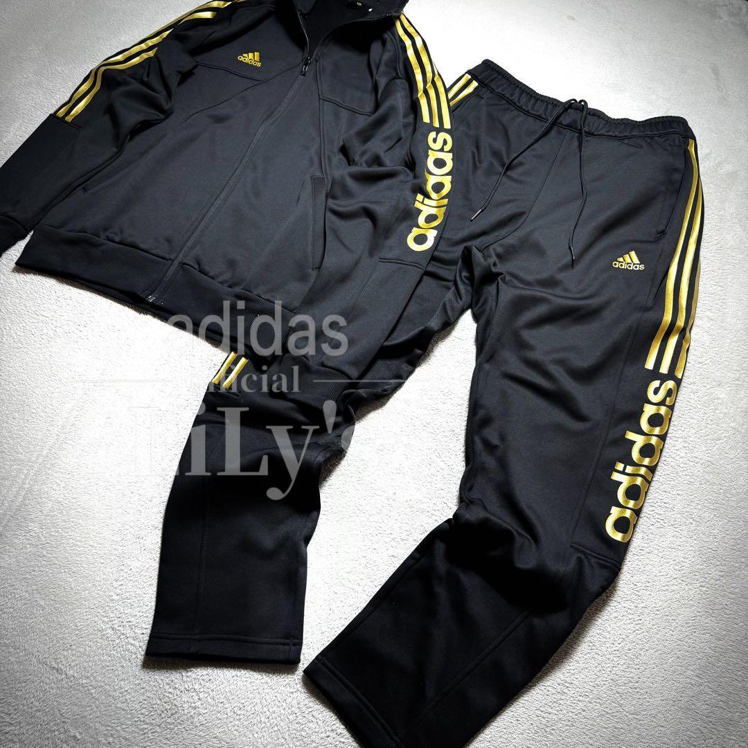 【ＸＬサイズ】新品adidas上下セットアップ　黒金　定価17,600円　裏起毛