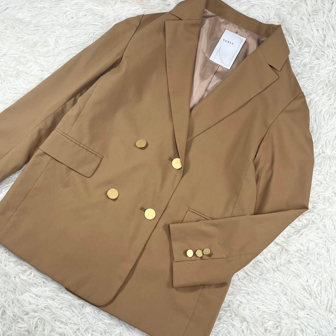Noble ノーブル ダブルブレストジャケット 金ボタン キャメル 36