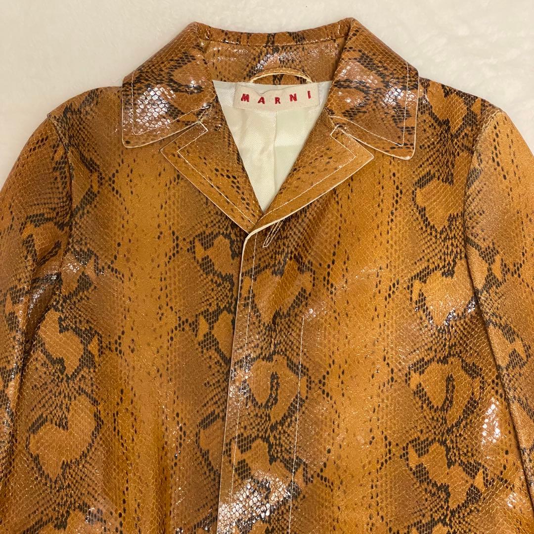 MARNI マルニ ラムレザー 羊皮 パイソンプリント アウター ロングコート