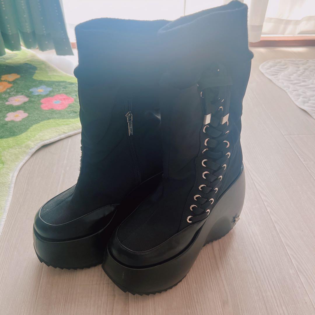 靴 yello NEO BLACK SHORT BOOTS