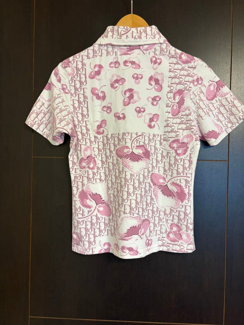 ⭐︎Christian Dior トロッターロゴ総柄 フラワー柄襟付き半袖トップス