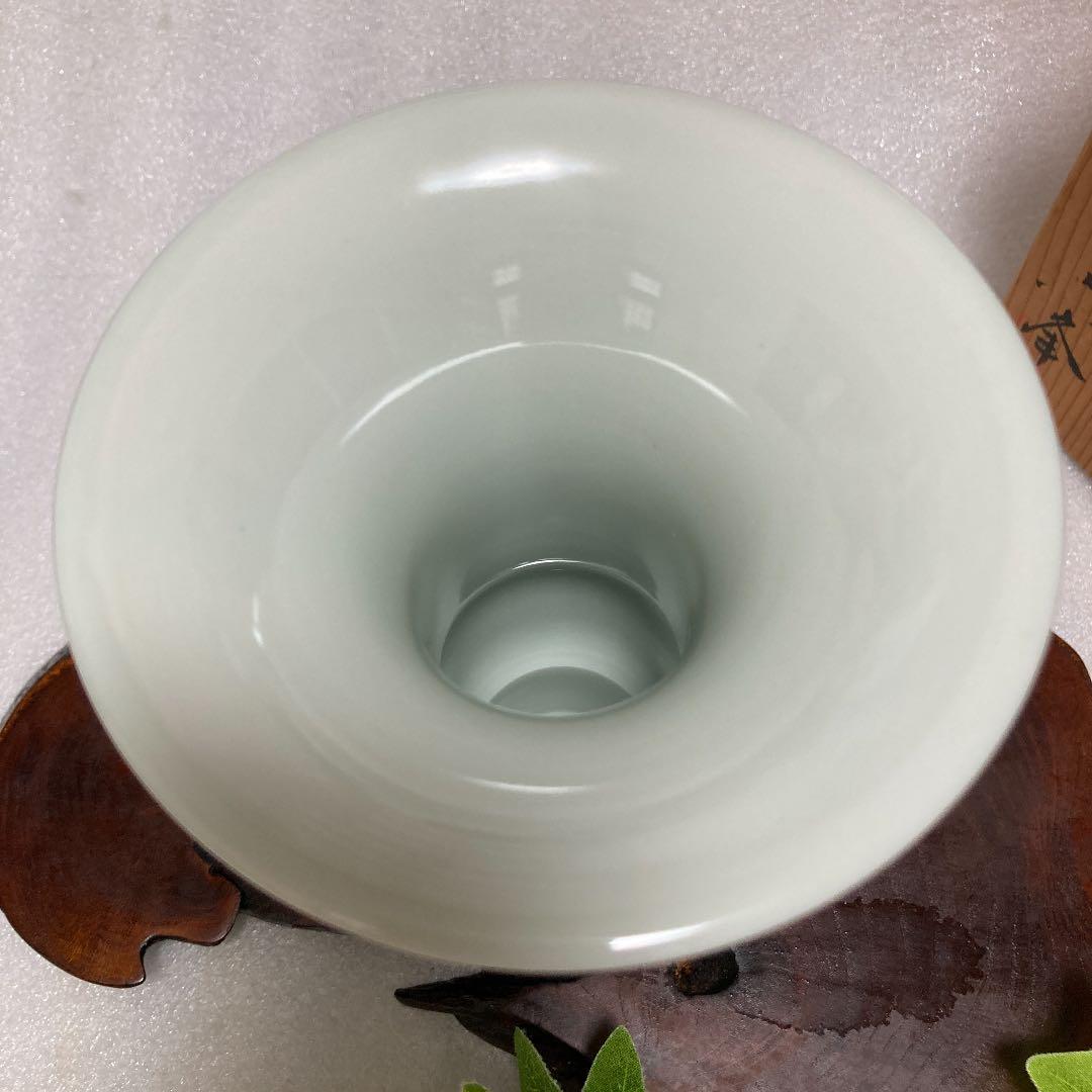 未使用　京焼　六峯　茶道具　尊式花生　色絵双龍壺　花瓶　花入れ　茶道