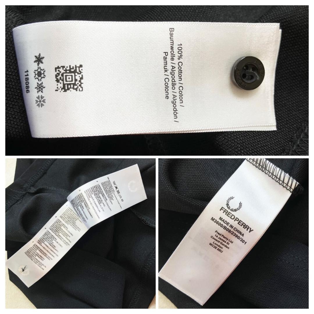 ［超美品］FRED PERRY フレッドペリー 長袖ポロシャツ 黒 ブラック L