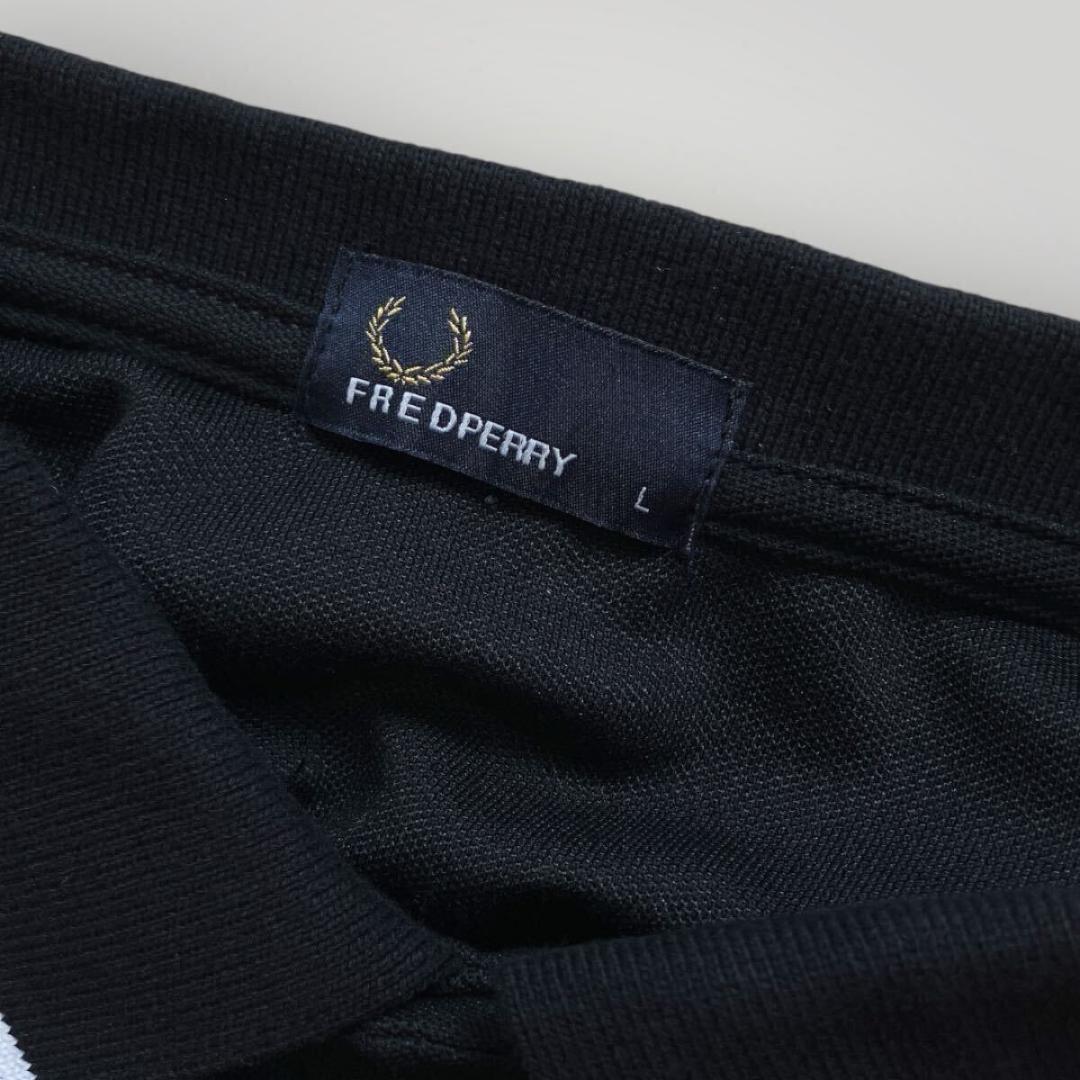 ［超美品］FRED PERRY フレッドペリー 長袖ポロシャツ 黒 ブラック L