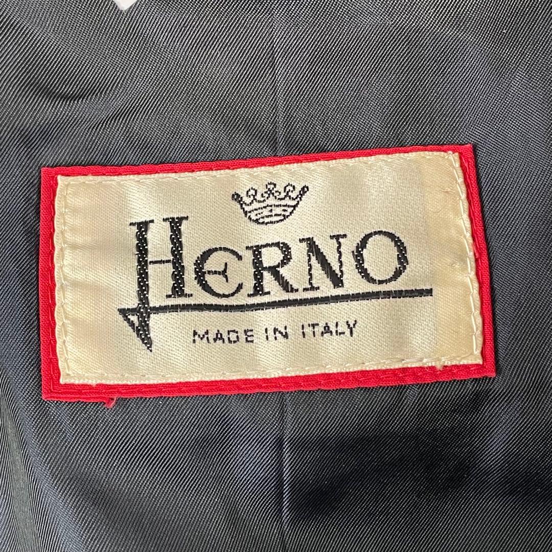 最高級HERNO シルク×カシミヤ混　ロングコート　バロック柄　M ネイビー