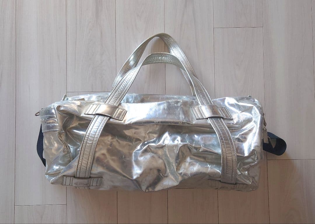HELMUT LANG 2004 シルバー メタリック レザー バッグ 本人期