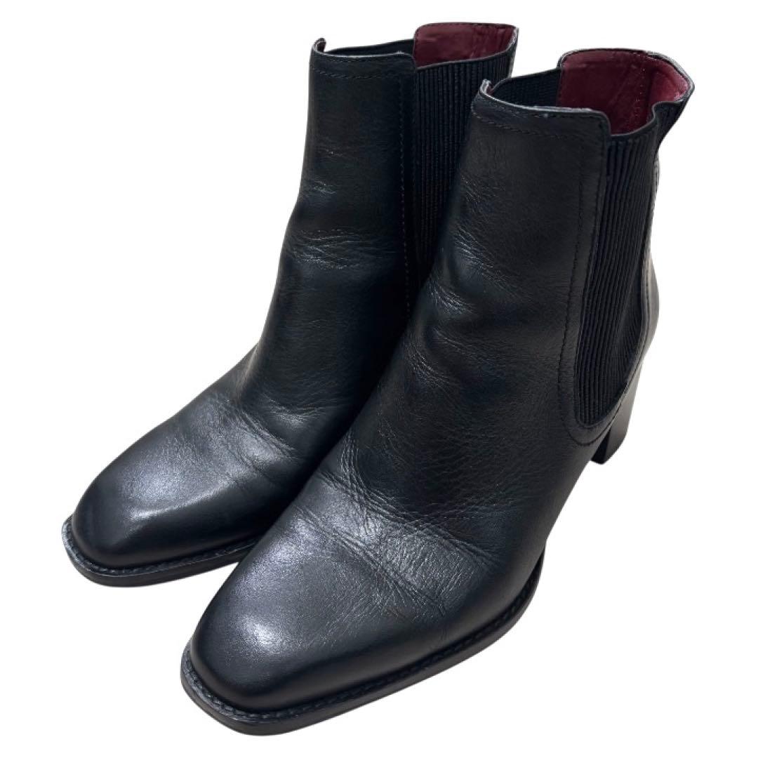 美品 ザラ ZARA サイドゴアブーツ レザー 本革 ブラック 40 26cm