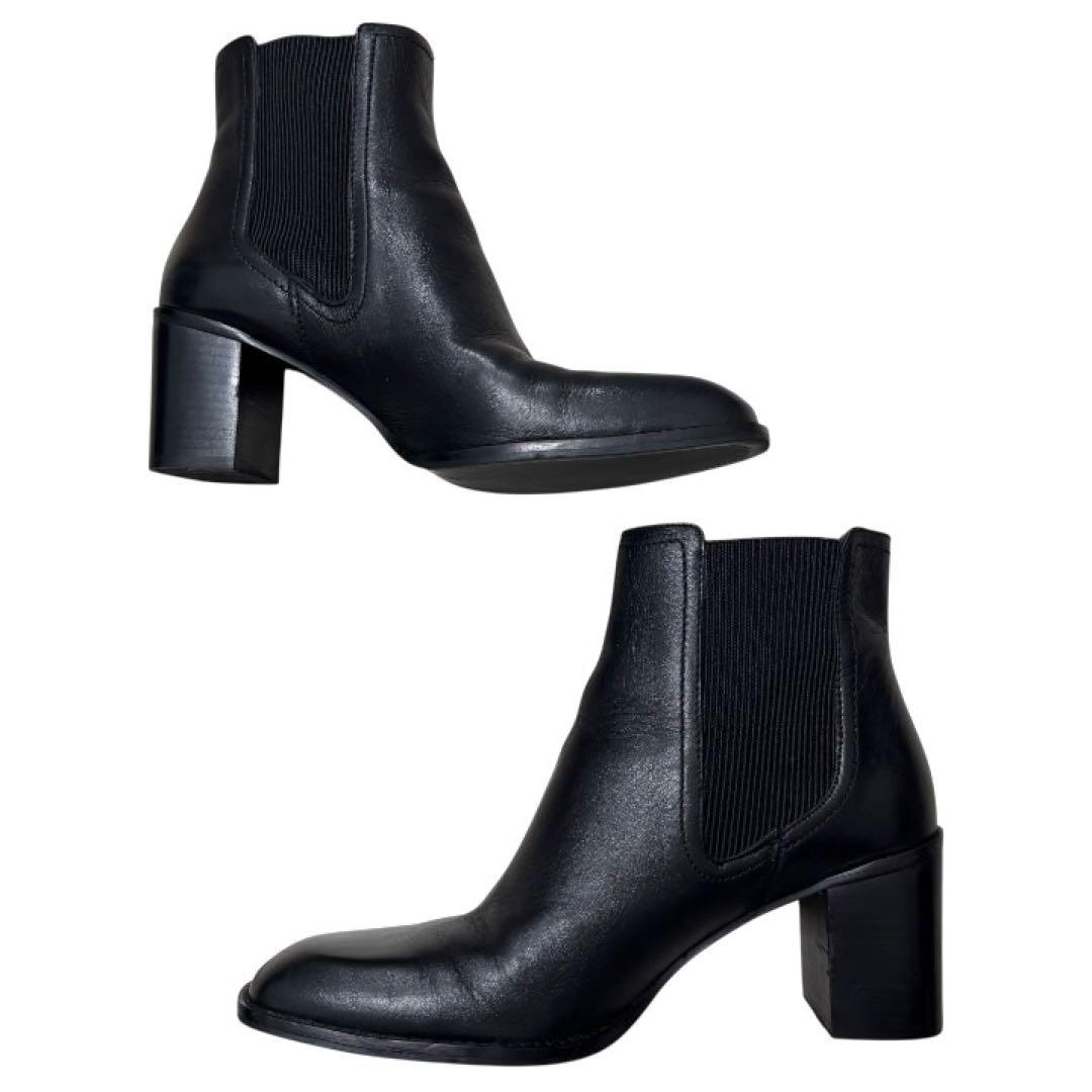 美品 ザラ ZARA サイドゴアブーツ レザー 本革 ブラック 40 26cm