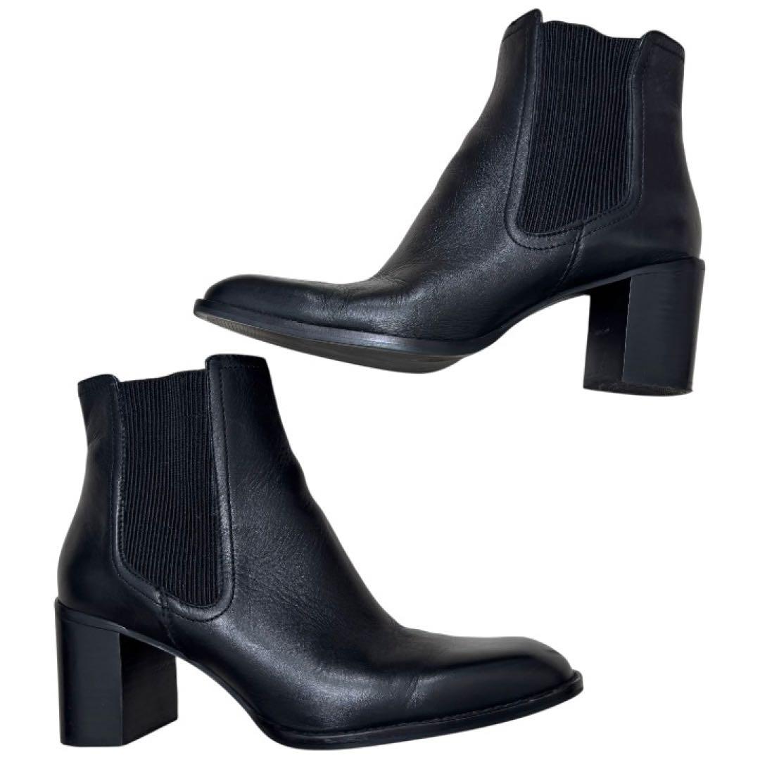 美品 ザラ ZARA サイドゴアブーツ レザー 本革 ブラック 40 26cm