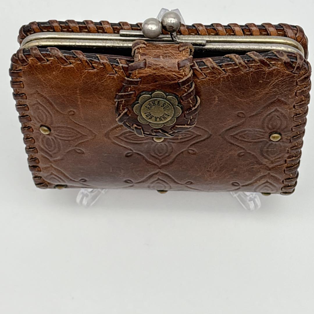 【廃盤 希少】ANNA SUI がま口財布 二つ折り 型押し ヴィンテージ