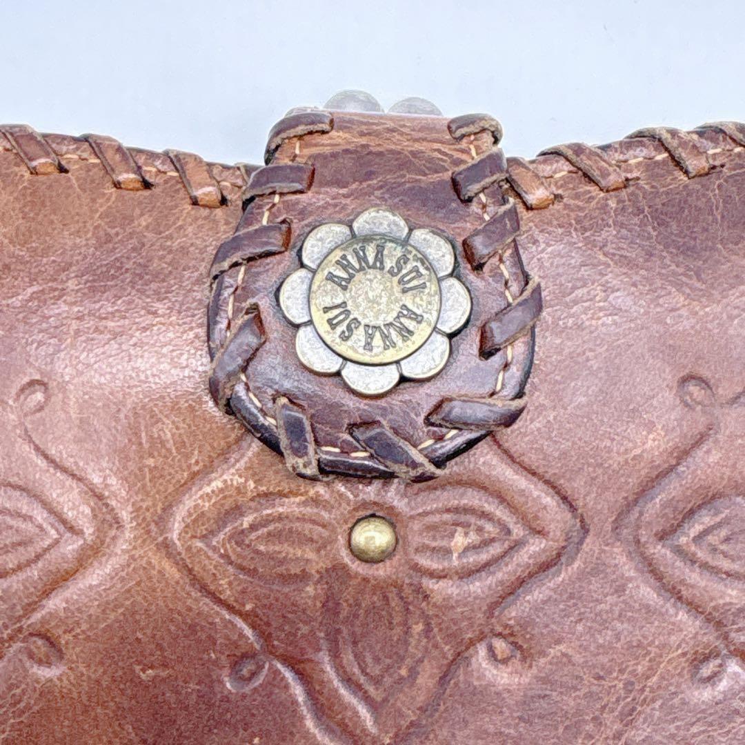【廃盤 希少】ANNA SUI がま口財布 二つ折り 型押し ヴィンテージ