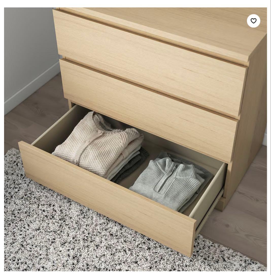【引取価格】 IKEA MALM マルム　チェスト（引き出し×3）　2台セット