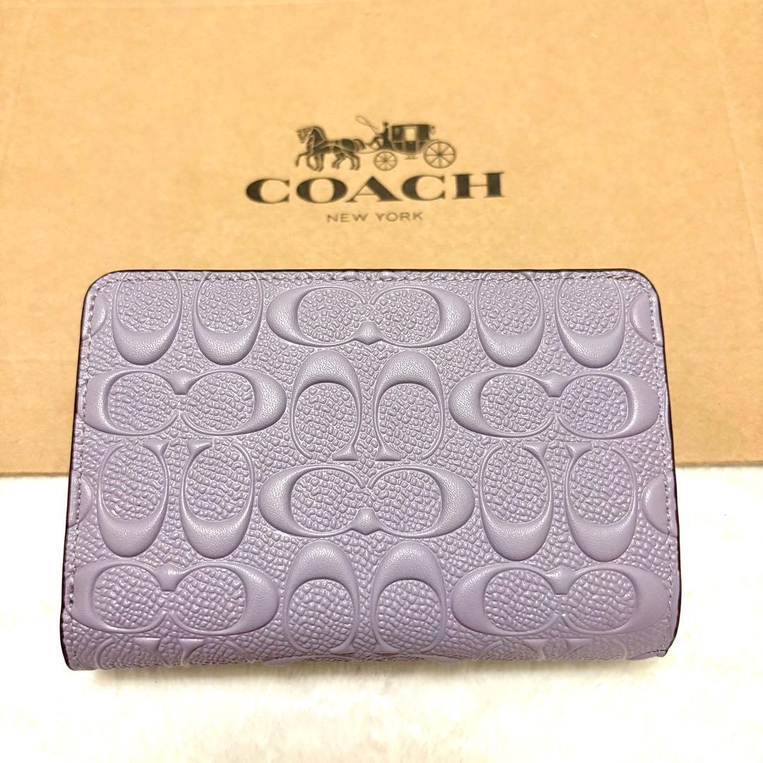 ★新品★ COACH 二つ折り財布　シグネチャー　パープル