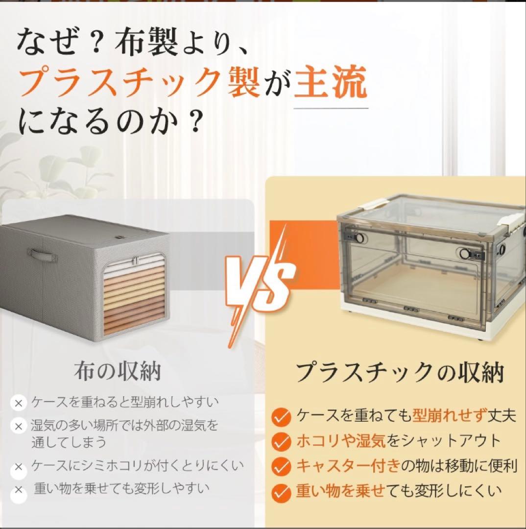 折りたたみ収納ボックス コンテナボックス キャスター付き 大容量　白10個