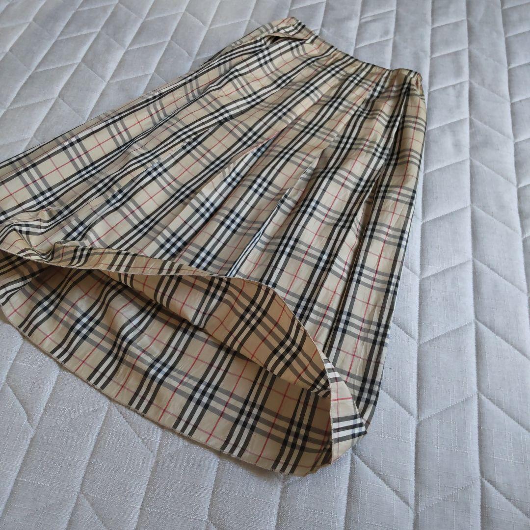 BURBERRY チェック ノバチェック シルク プリーツ ロングスカート
