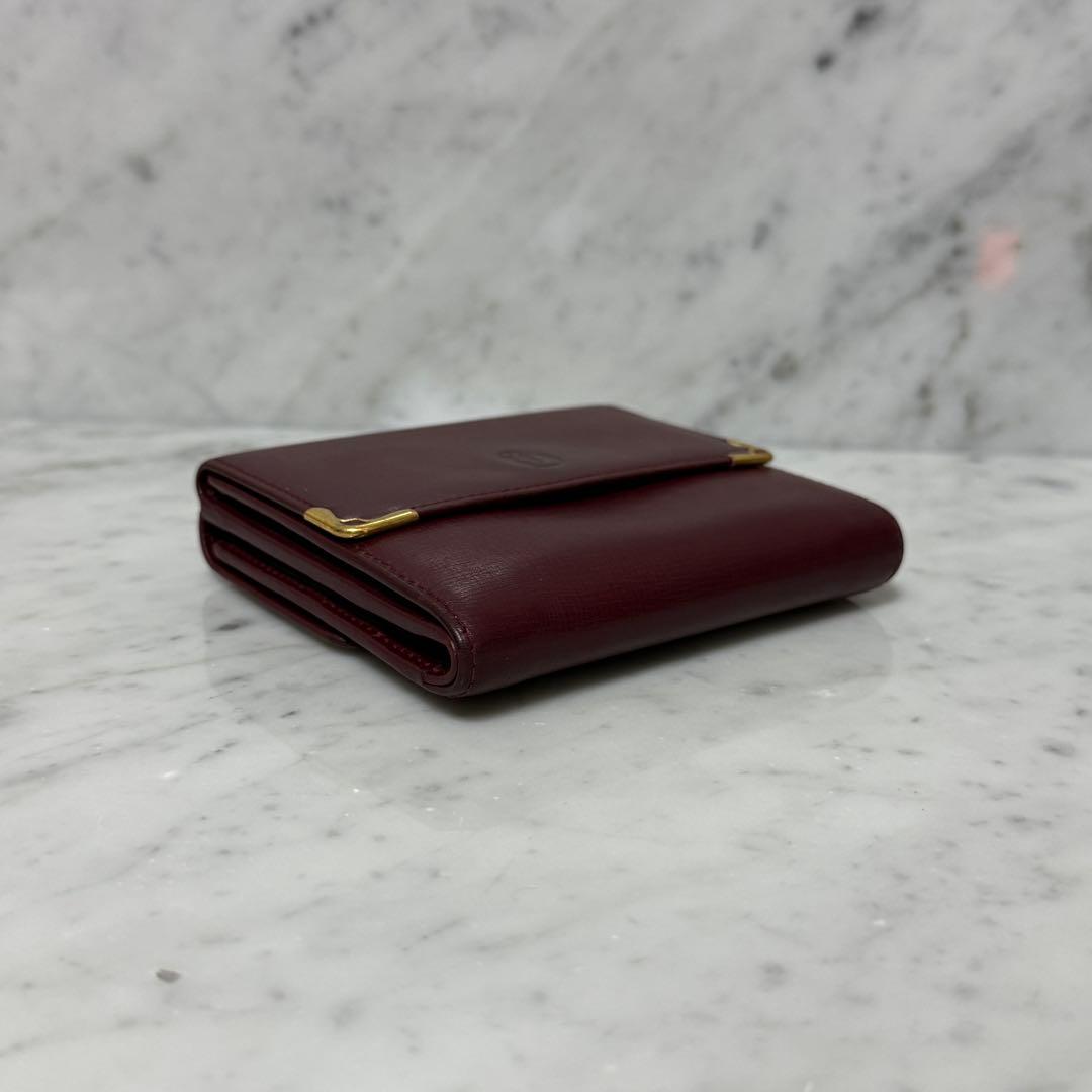Cartier カルティエ 三つ折財布 ワインレッド マストライン ボルドー
