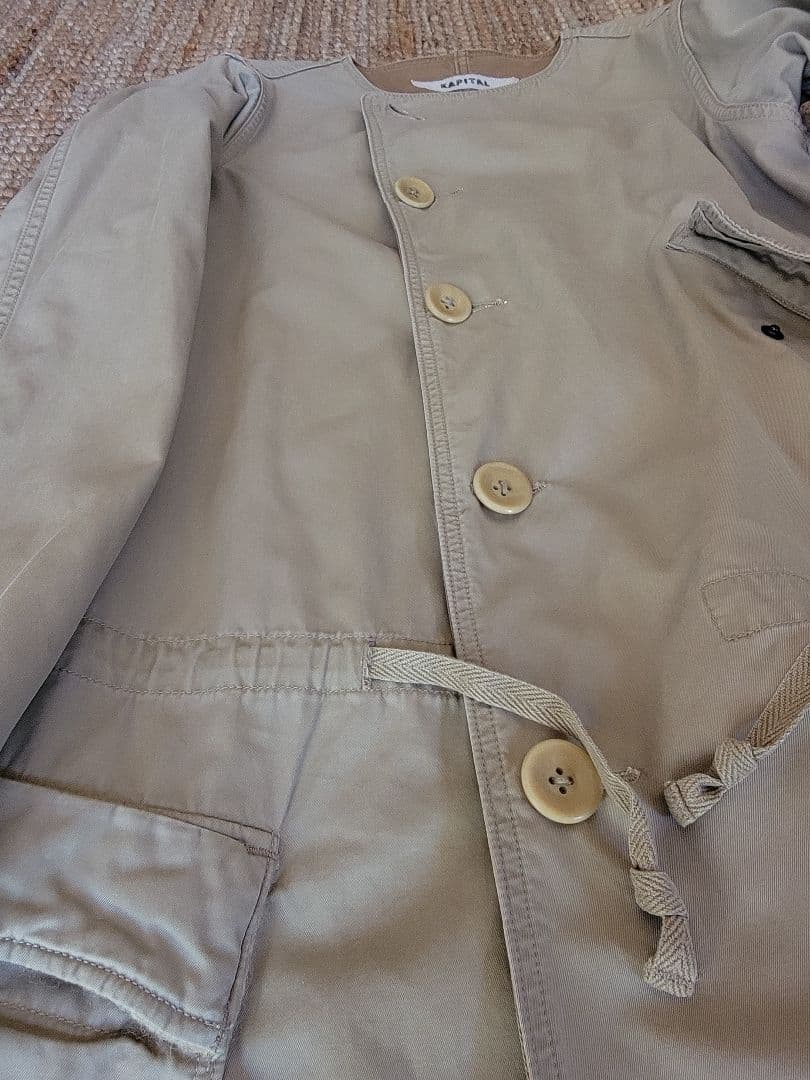 【美品】KAPITAL エジプシャンツイル ノーカラースモックコート