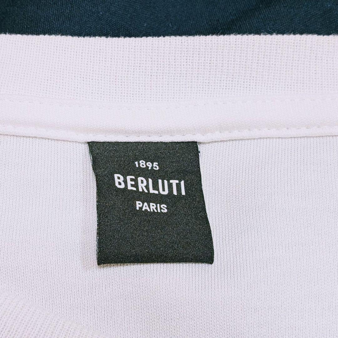 ベルルッティ 半袖カットソー スクリット刺繍 白×紺 XL カリグラフィ