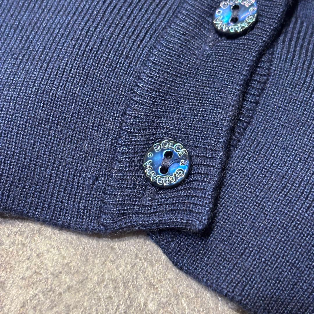 DOLCE & GABBANA カシミヤ シルク カーディガン レース刺繍 紺