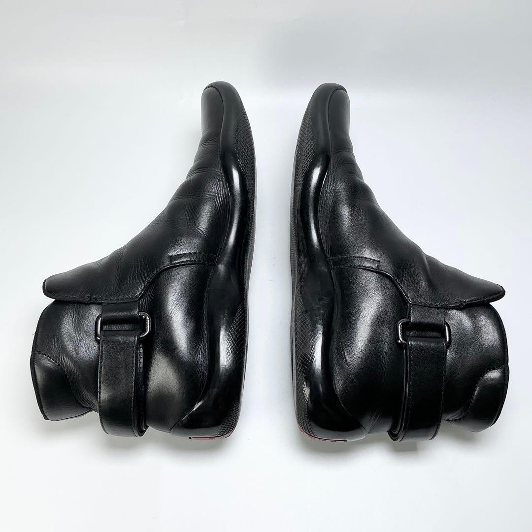 PRADA　ショートブーツ　レザー　ブラック　ベルト　24.5cm