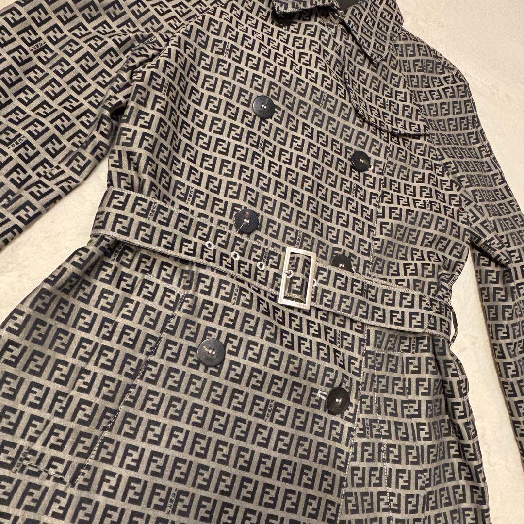 【極美品】Fendi ズッカ柄 総柄 トレンチコート グレー 40