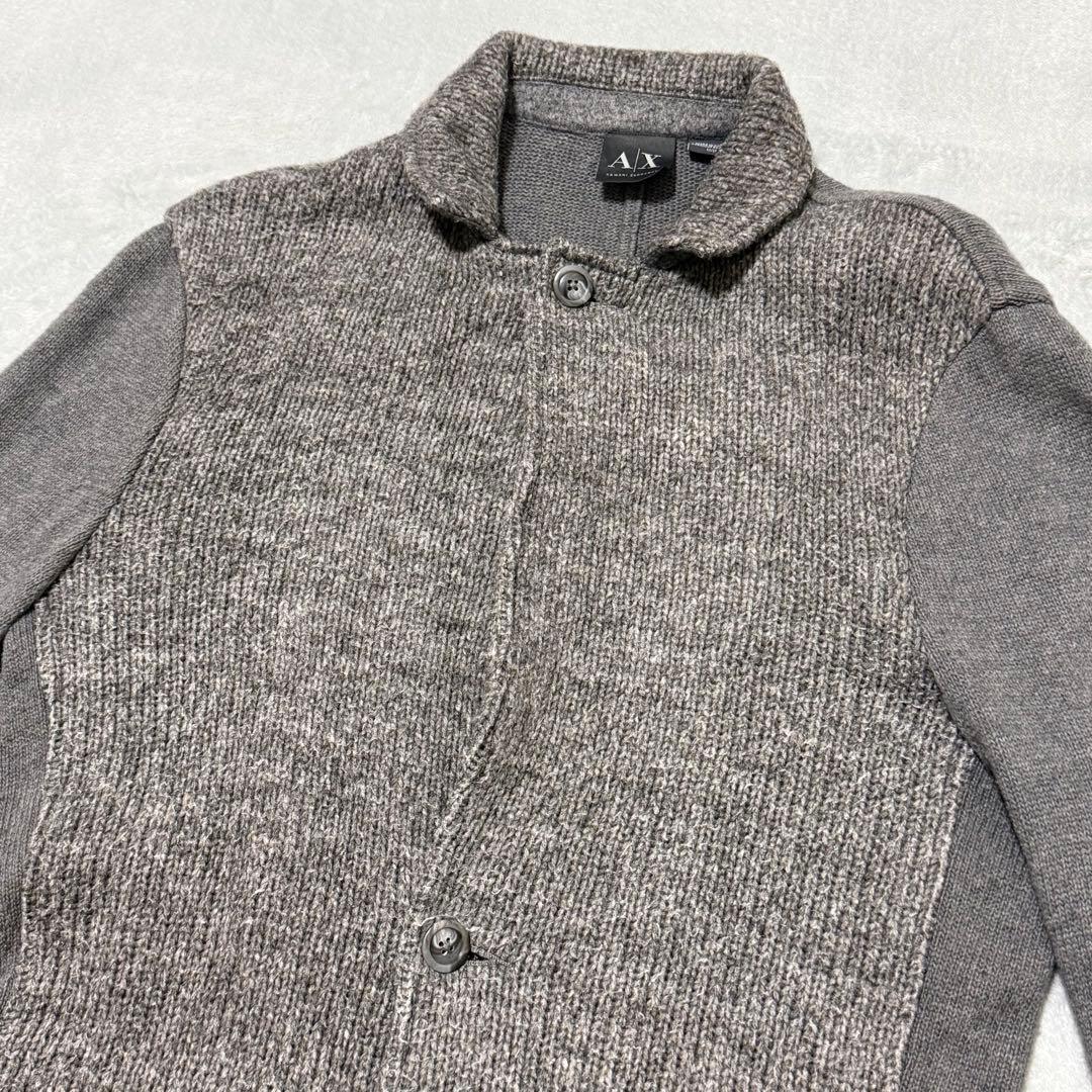 【アルマーニエクスチェンジ】テーラードニット　ジャケット　切り替え　アルパカ混