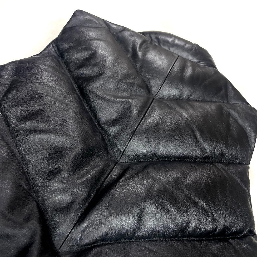 美品 初期ナリフリ ラムレザー 羊革 ダウンベスト M ブラック 止水ジッパー