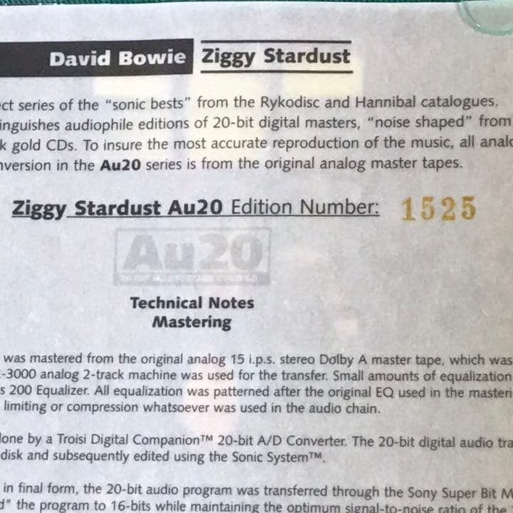 Bowie「Ziggy Stardust」24k AU20 (CD)
