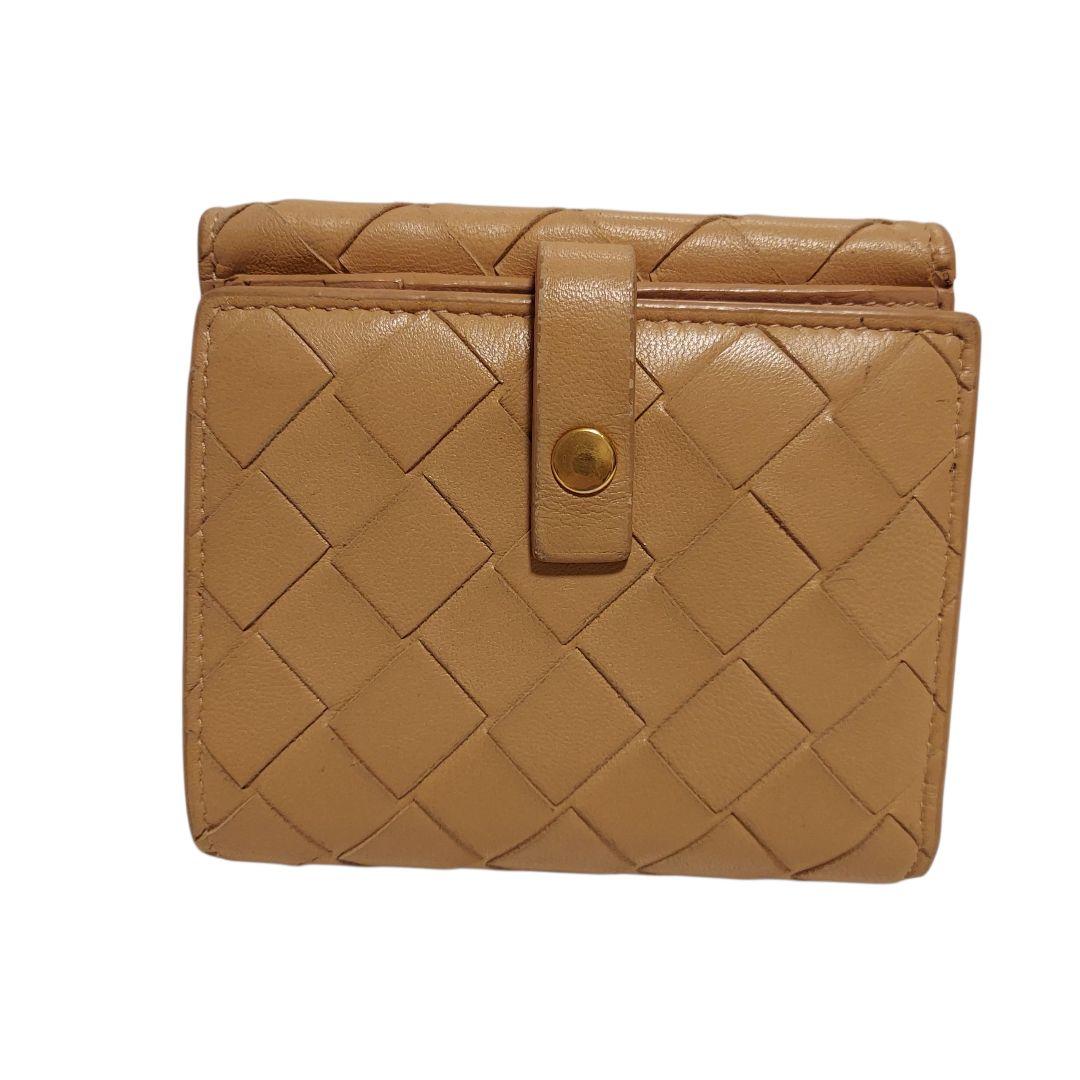 【BOTTEGA VENETA】ベージュ 2つ折り財布 イントレチャート