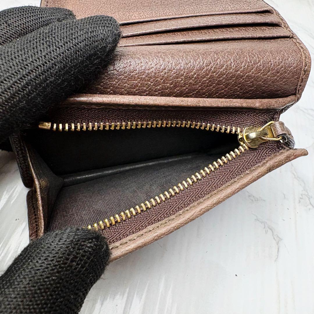 011 美品 GUCCI 二つ折り財布 シェリーライン GGスプリーム uz6