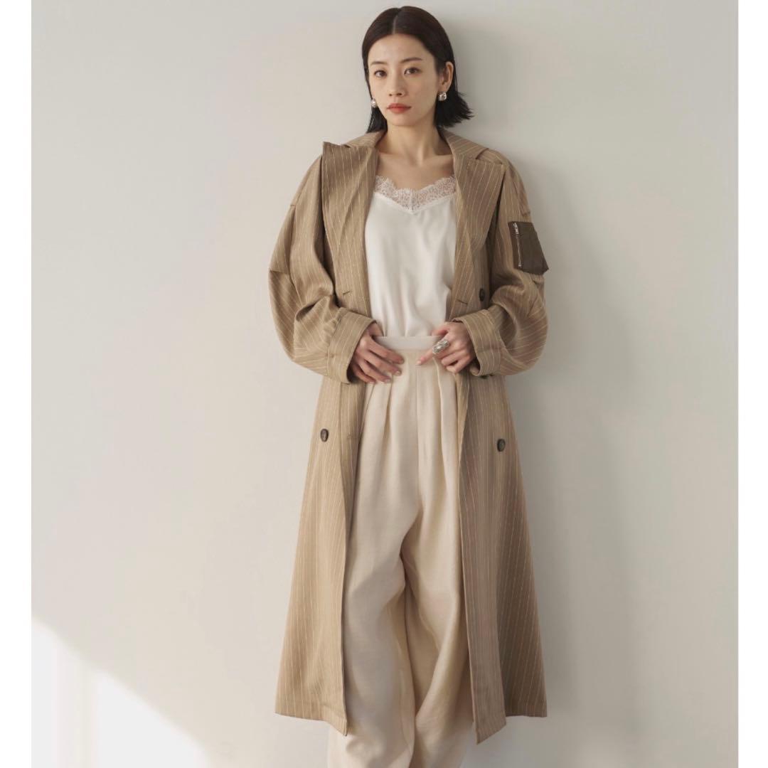 新品♡ A.I.C ヘリンボーンストライプレザーコンビトレンチコート