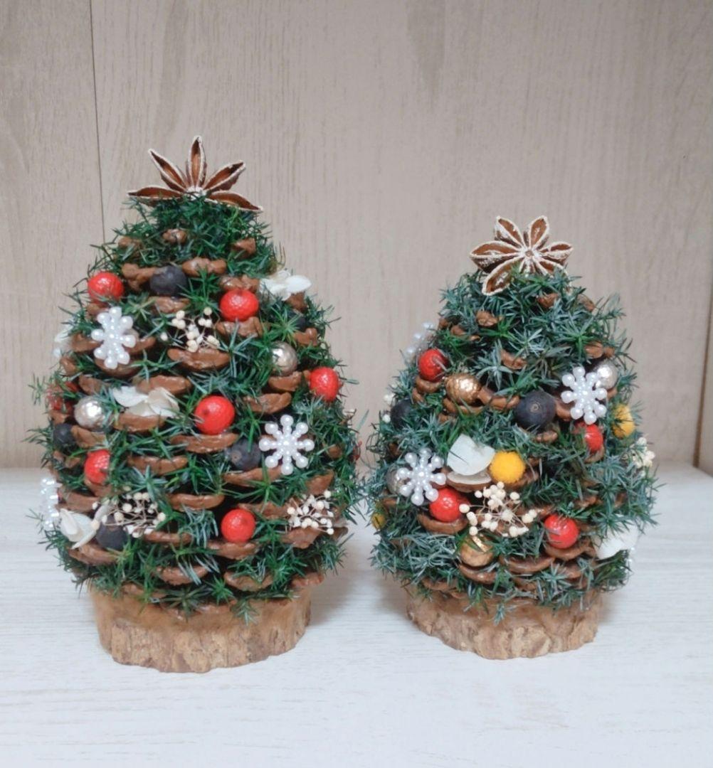 冬のツリー　大王松　ミニツリー　プリザーブド　クリスマスツリー　2個セット