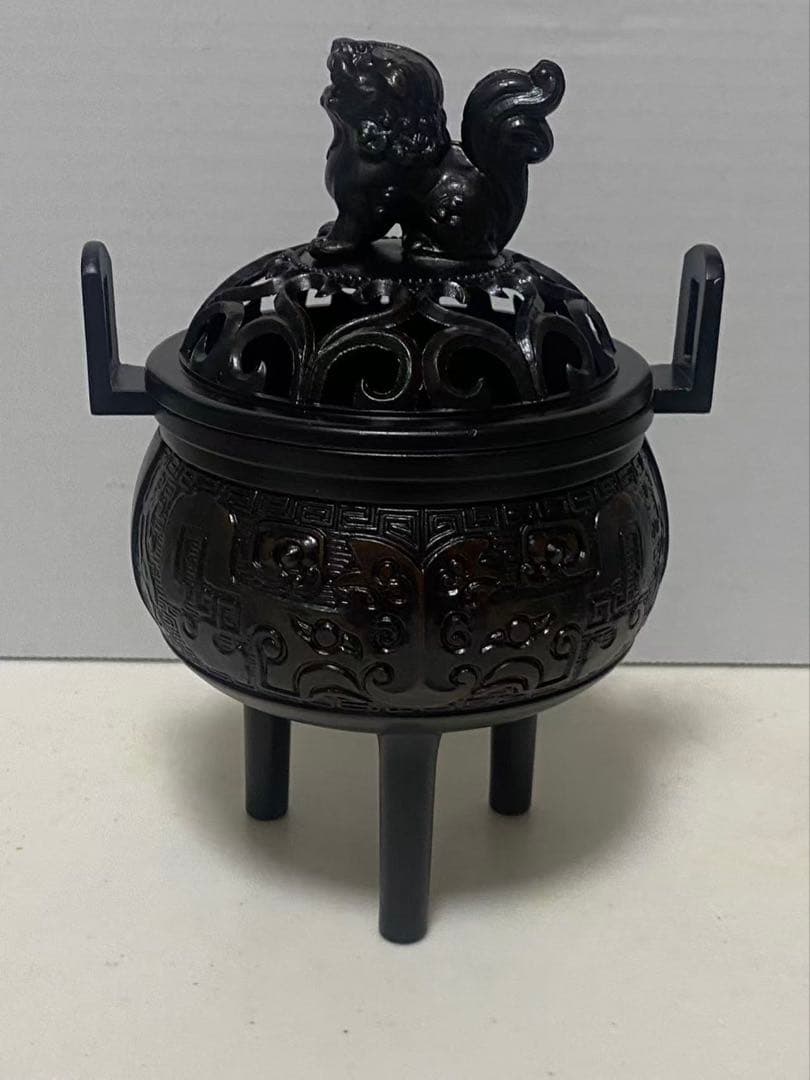 高岡銅器 銅製＝つ足 獅子 香炉 香道具 在名