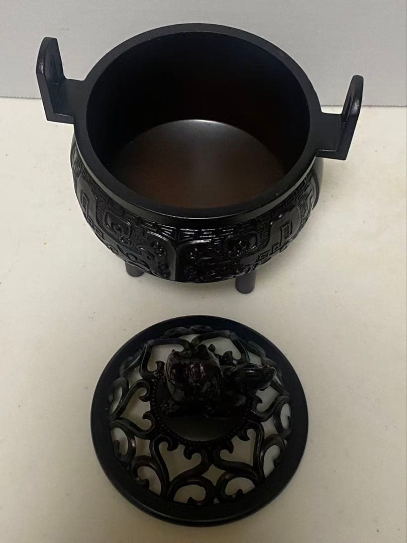 高岡銅器 銅製＝つ足 獅子 香炉 香道具 在名