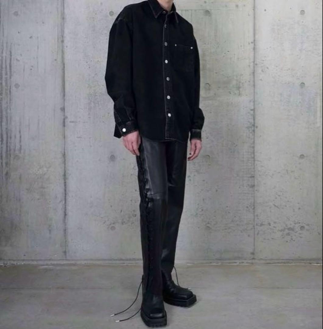 23AW ジョンローレンスサリバン Leather lace-up pants