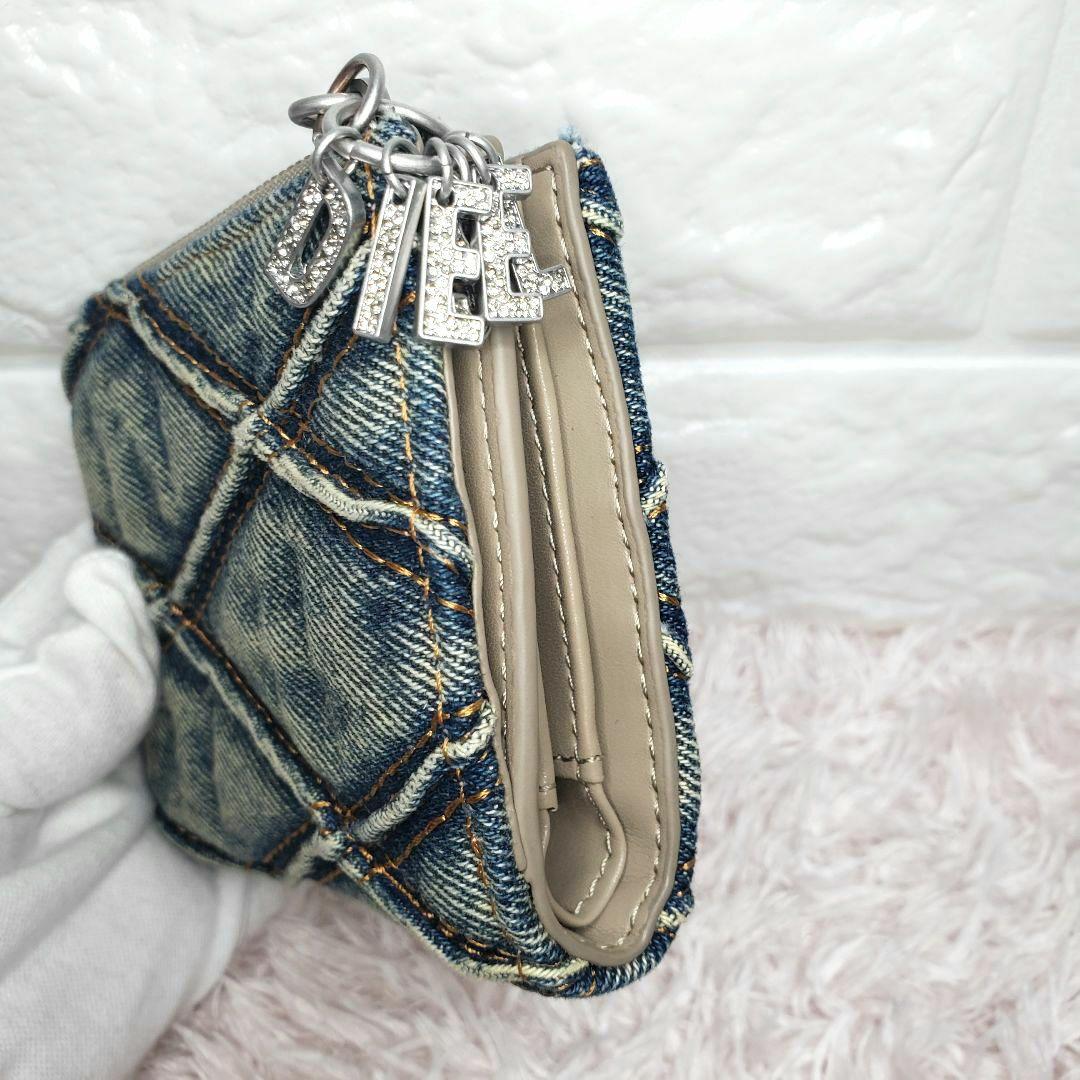 ディーゼル DIESEL ヴィンテージデニム折り財布 ビジューチャーム極美品
