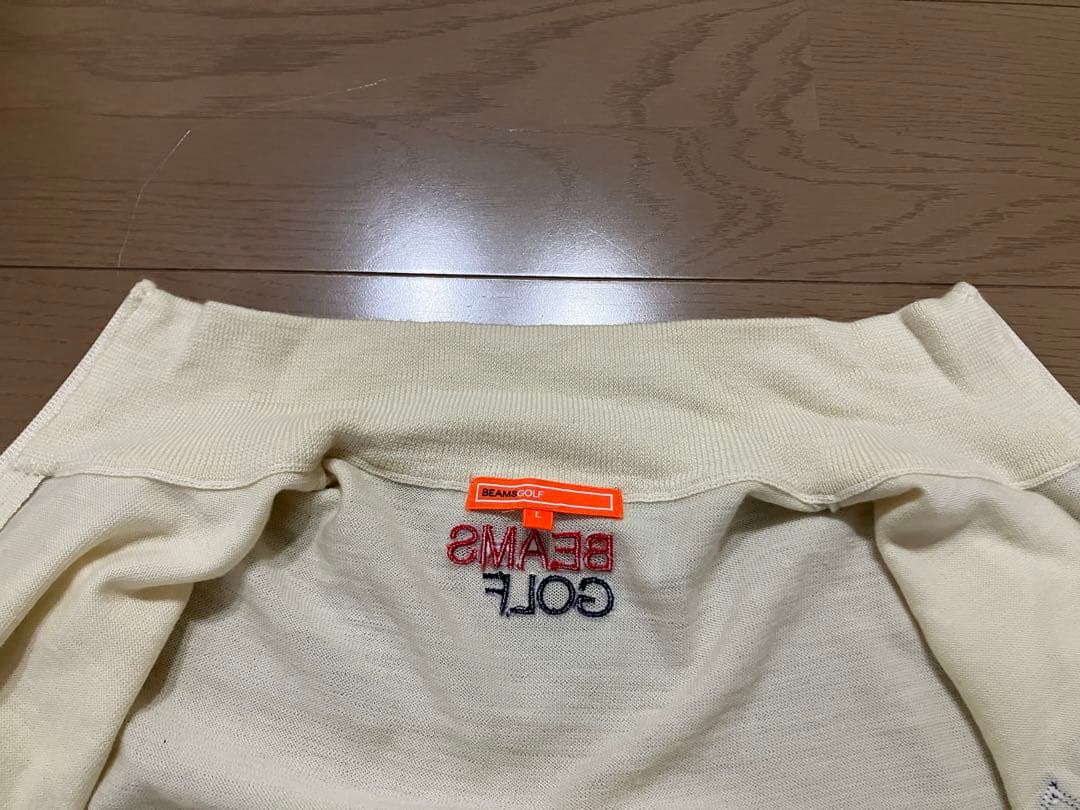 【ファウラ】BEAMS GOLF ZIPアップセーター アイボリー