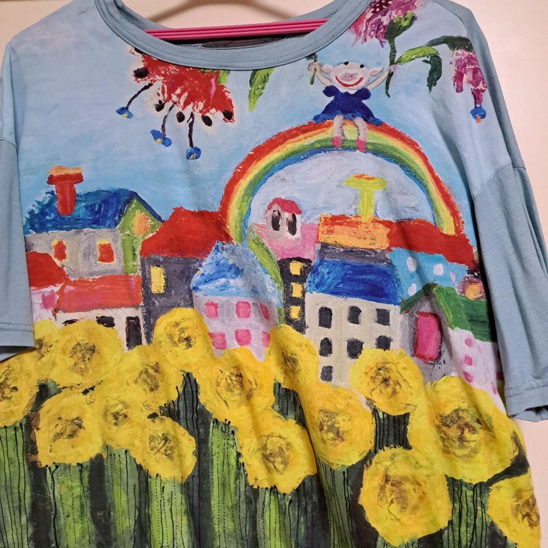 カラフルアートプリントオーバーサイズTシャツ